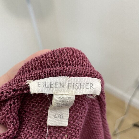 Eileen Fisher Linen Blend Open Knit Lightweight Sweater Tunic Pink size Large - Picture 6 of 7